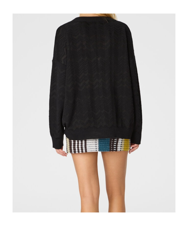 Missoni Oversize-pullover Mit V-ausschnitt Und Chevronmuster In Black