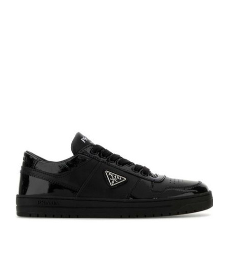Prada Downtown Round Toe Sneakers In Black