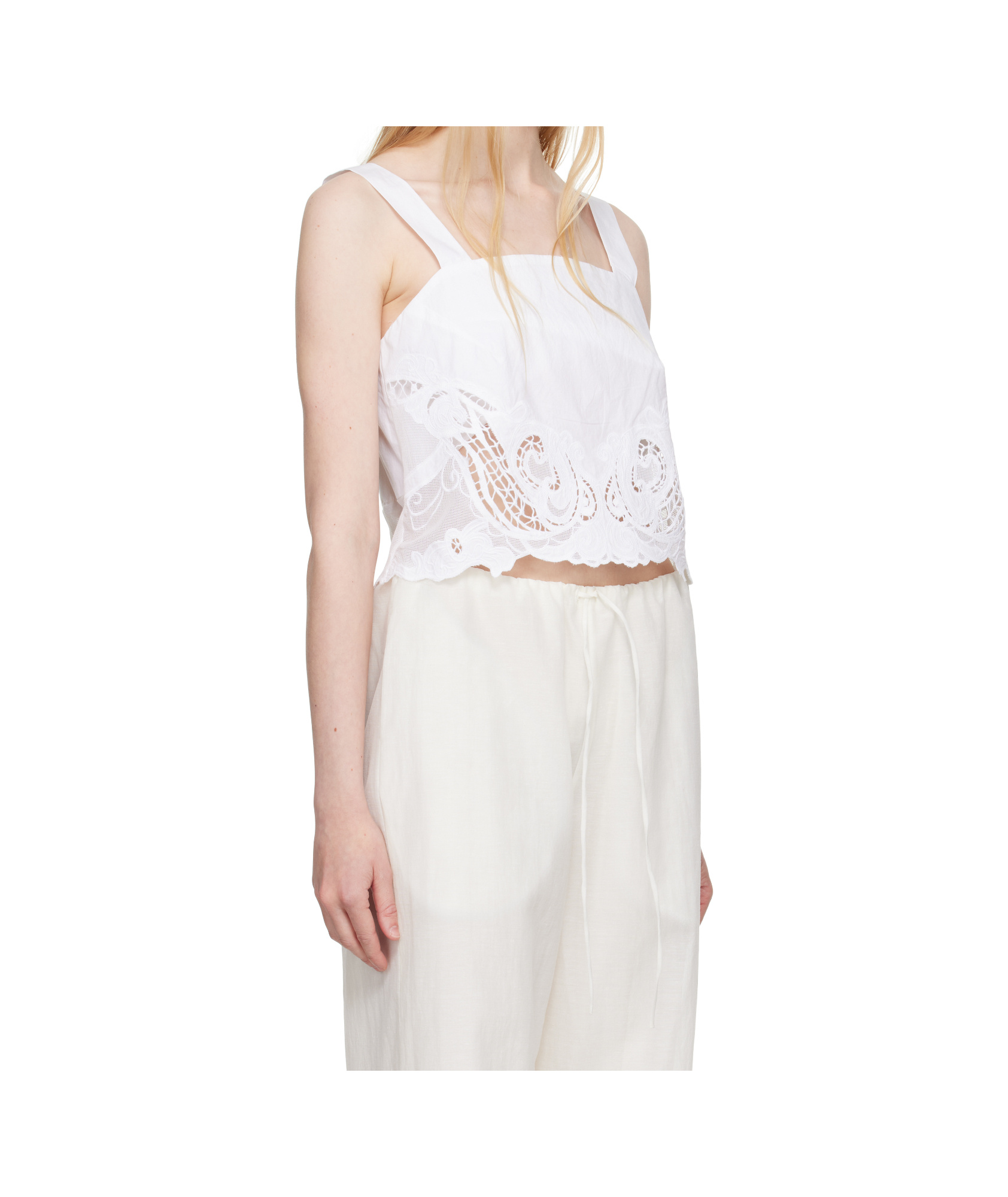 Rag & Bone White Clem Lace-trim Poplin Tank Top