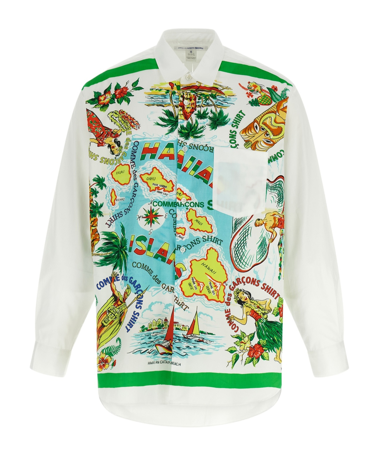 Comme Des Garçons Patterned Cotton Poplin Shirt With Contrast Details In Multi
