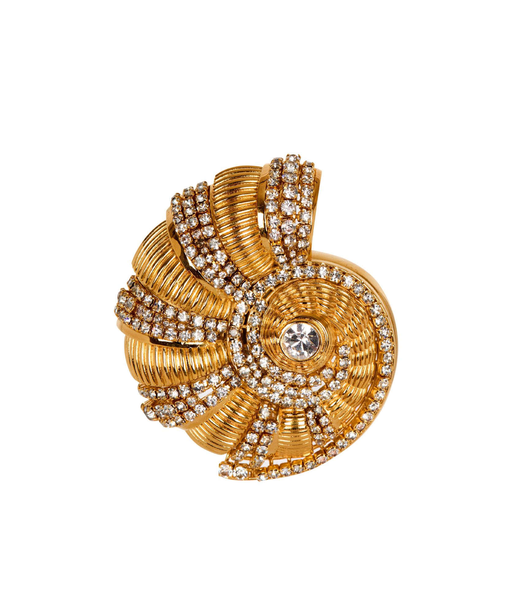 Balmain Snail Brooch In Yellow