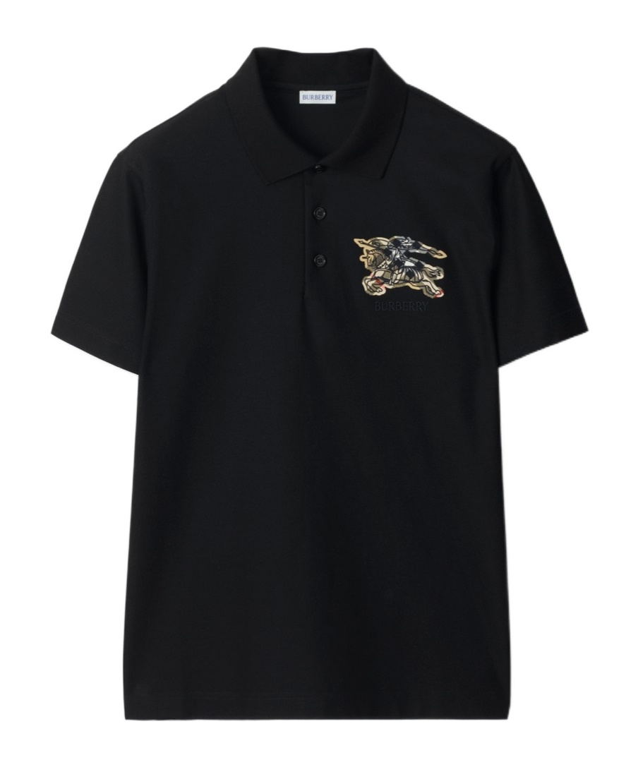 Burberry Evan Ekd Check Cotton Polo Shirt Clothing In Black