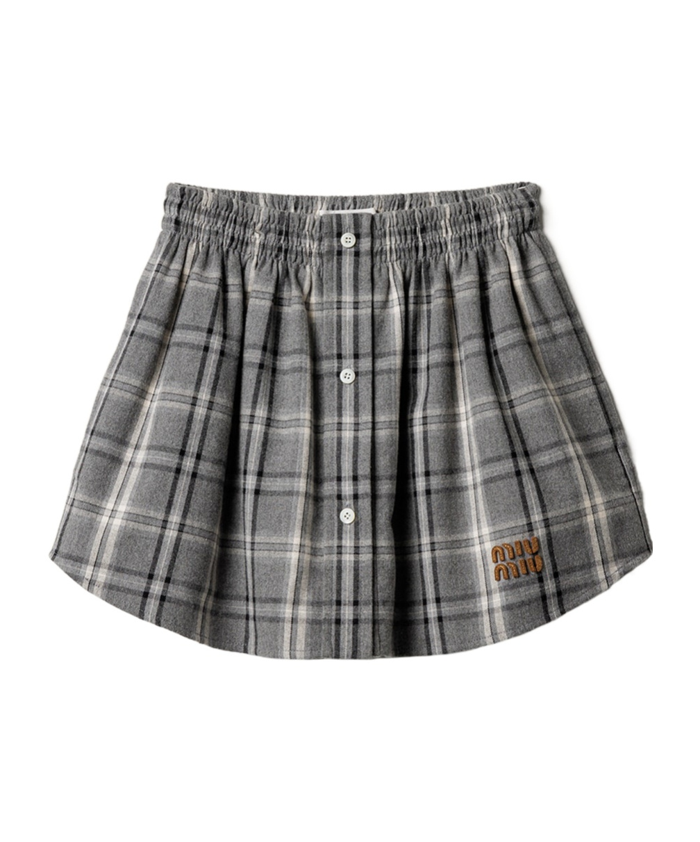 Miu Miu Checked Flannel Miniskirt In Multi