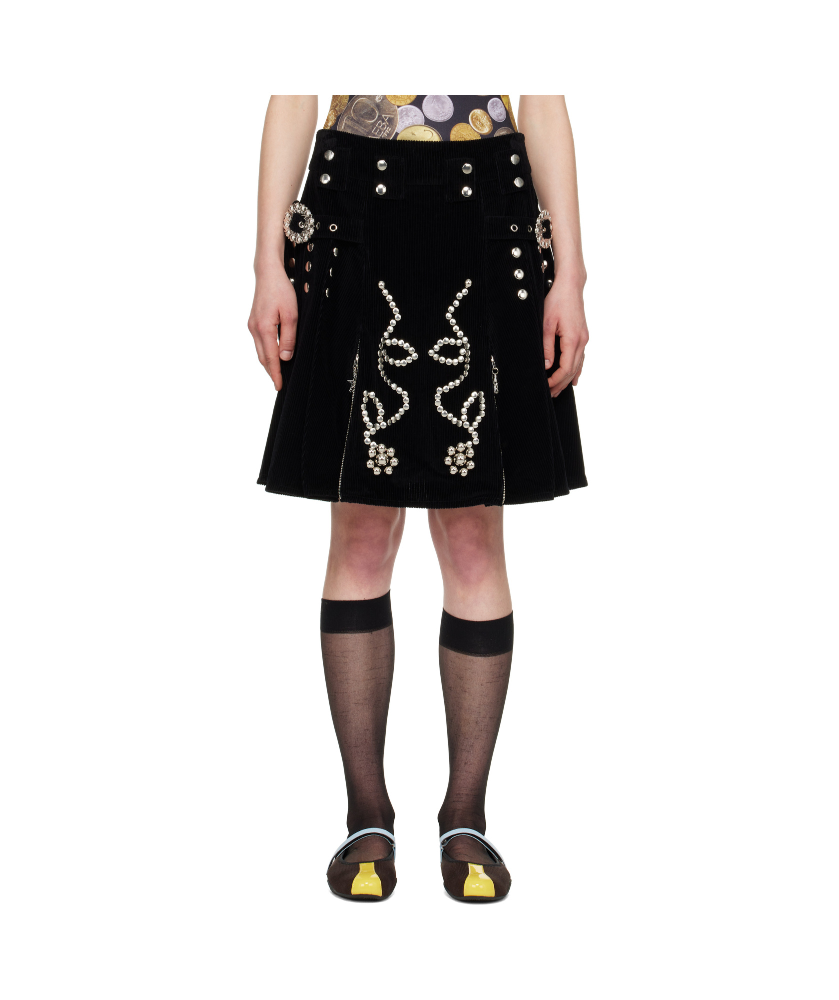 Chopova Lowena Corduroy Biggity Miniskirt In Black