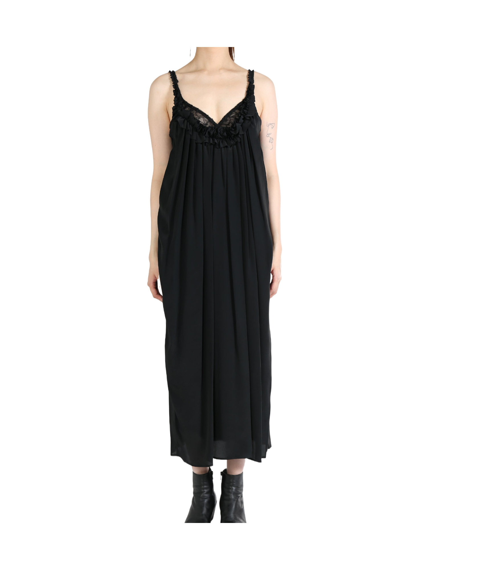 Simone Rocha Lace-up Satin Dress In Black
