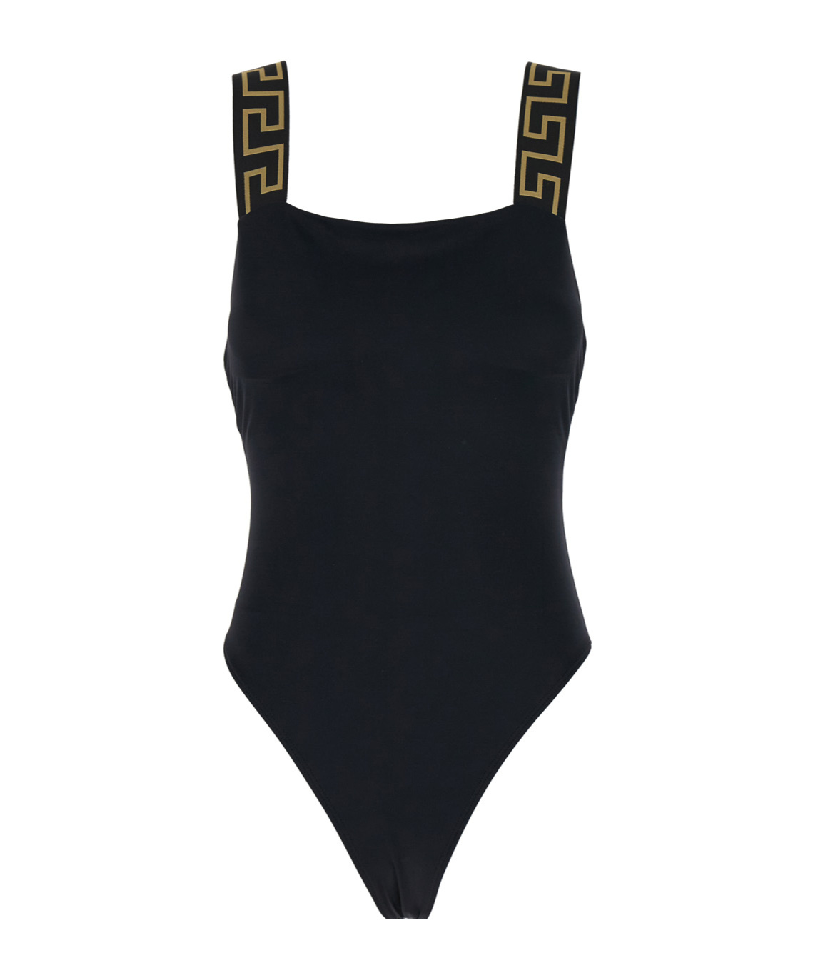 Versace One Piece Swimsuit With Greek Border In Black