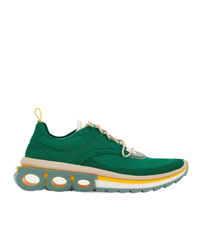 Ferragamo Colour-block Chunky Sneakers In Green