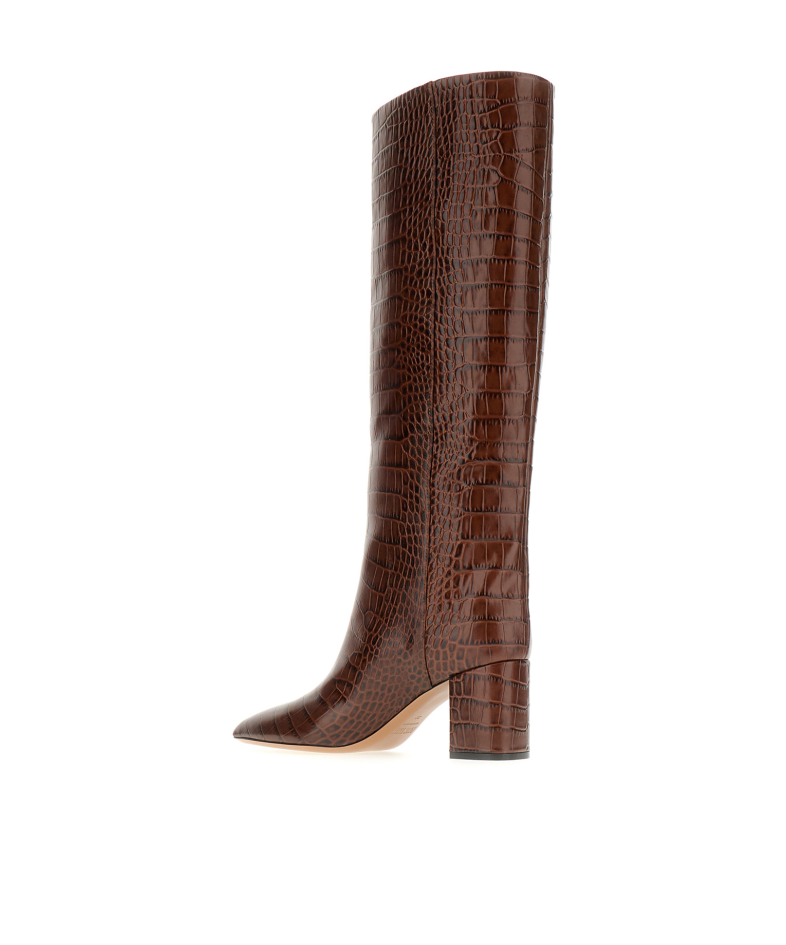 Paris Texas Anja Croco Block-heel Knee Boots In Brown