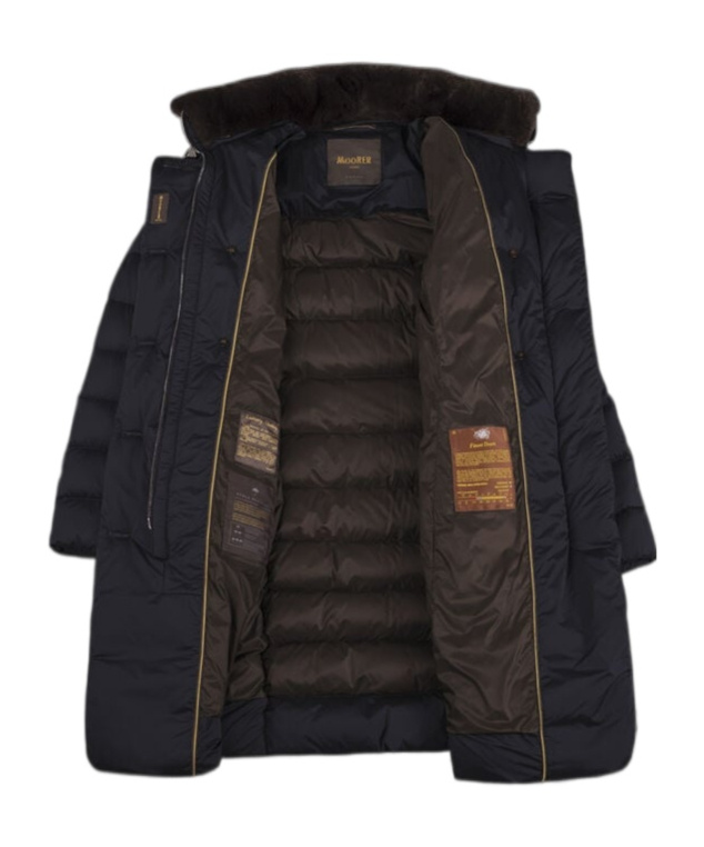 Moorer Double Breasted Long Down Jacket Longan In Black