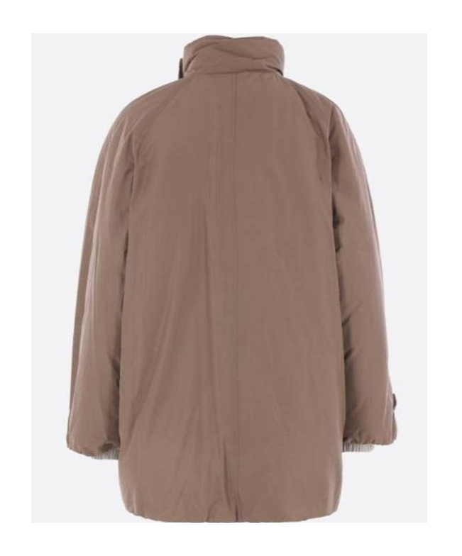 Brunello Cucinelli Short Button Detailing Down Jacket In Brown