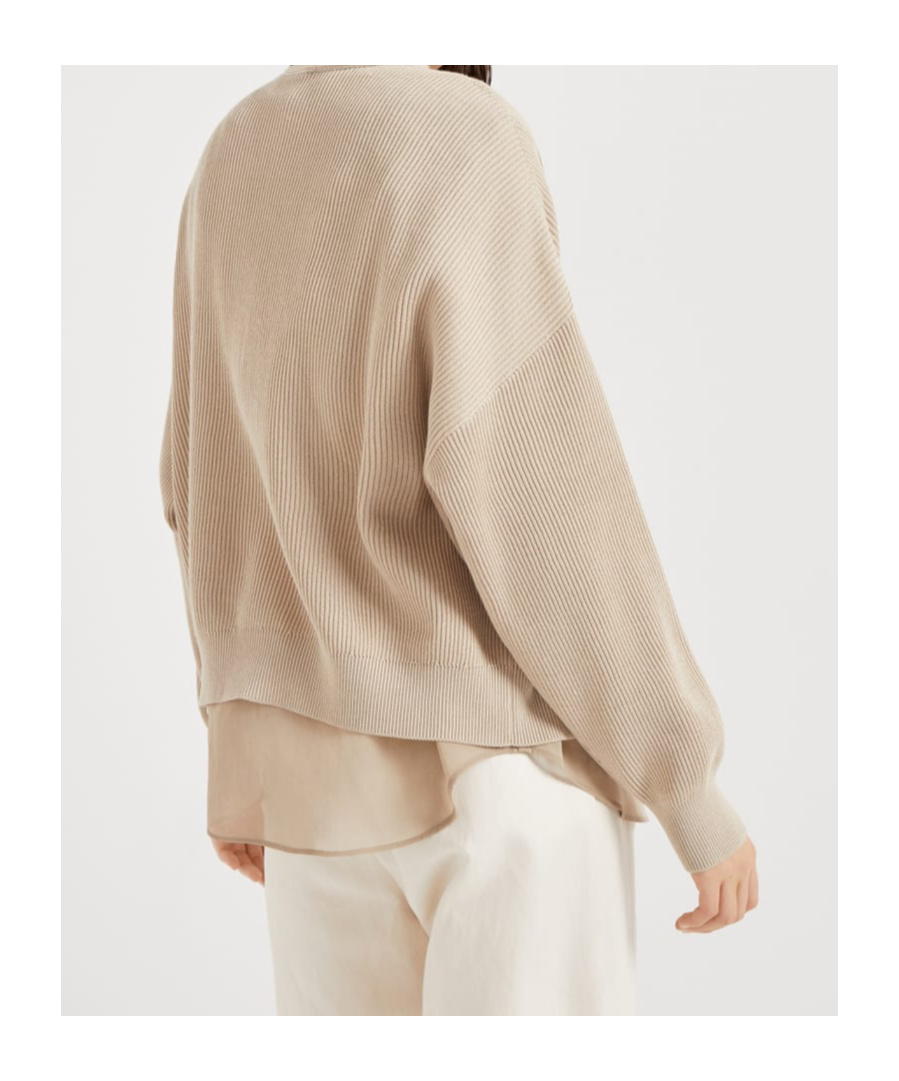 Brunello Cucinelli Cardigan With Multilayer In Nude