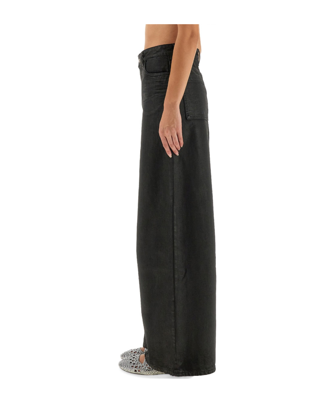 Alysi High-waisted Wide-leg Jeans In Black