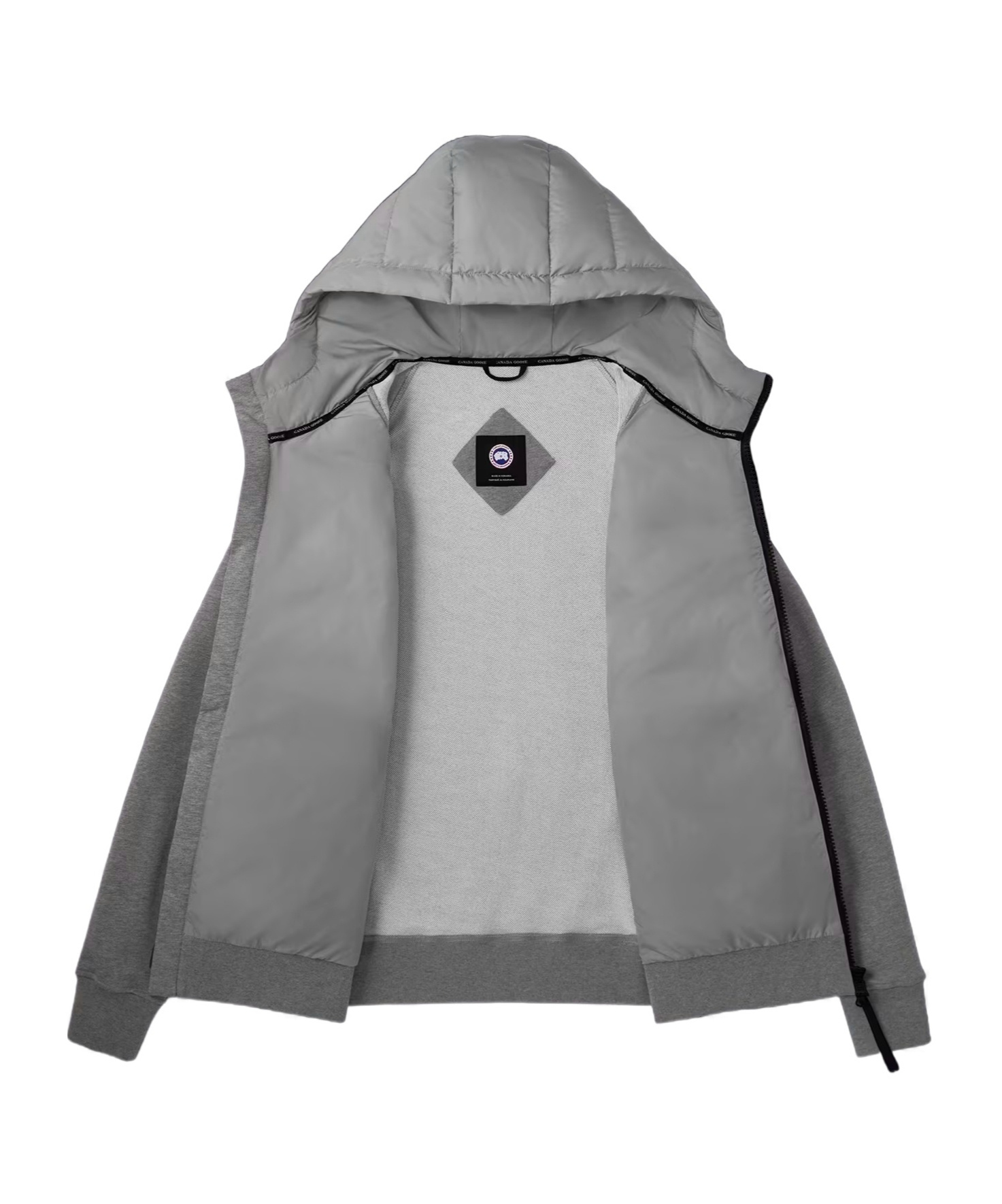 Canada Goose Hybridge Huron 675 Fill Power Hooded Down Sweatshirt Jacket In Gray