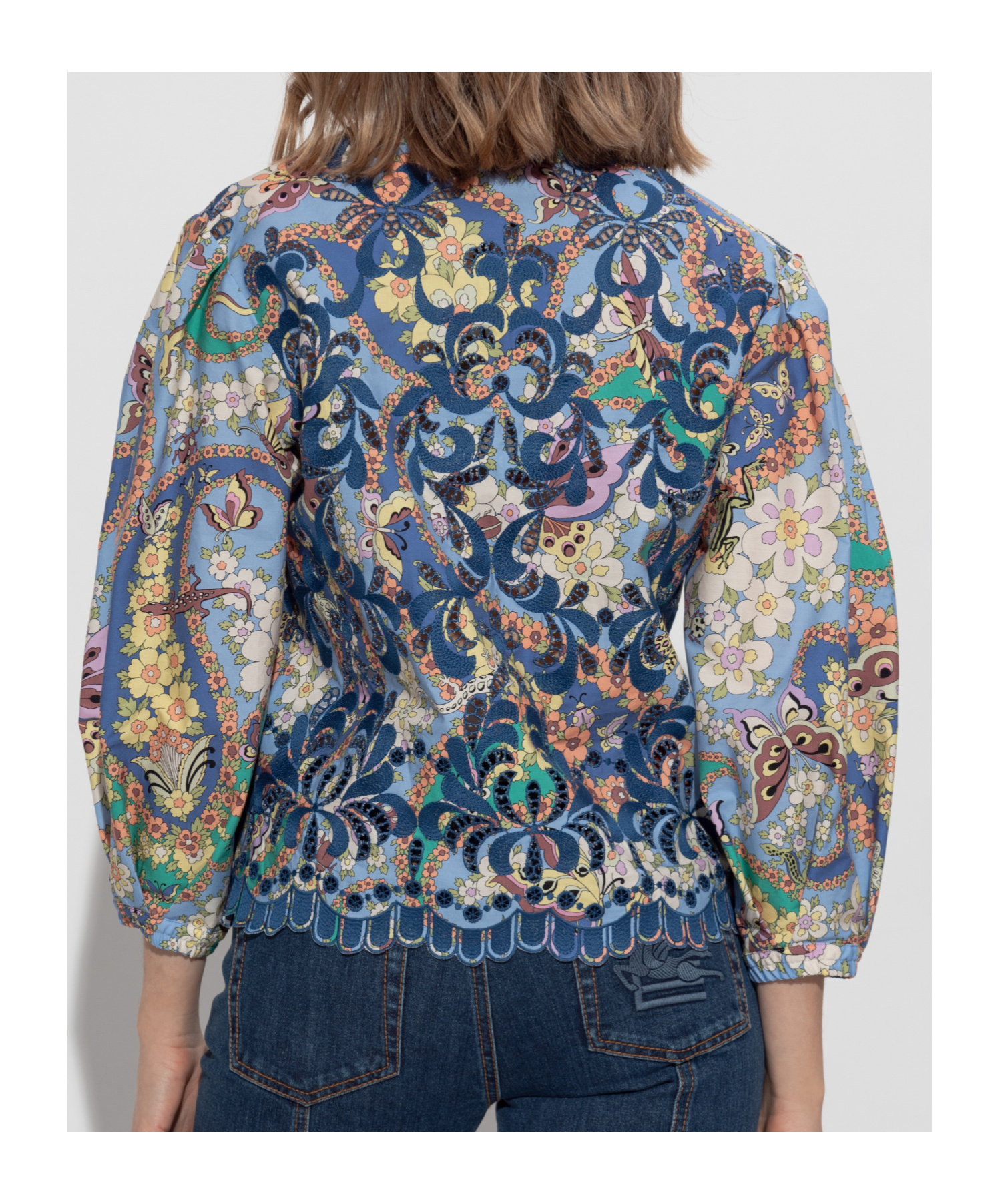 Etro Paisley Print Puff-sleeved Blouse In Blue