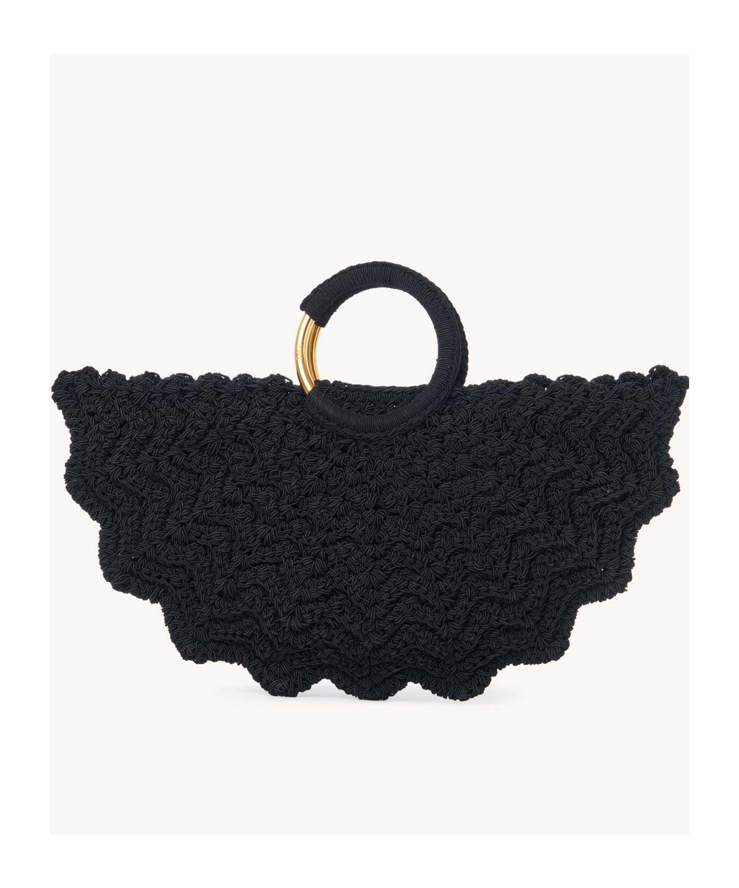 Chloé Womens Bracelet Paravent Small Crochet Shoulder Bag Black In Black