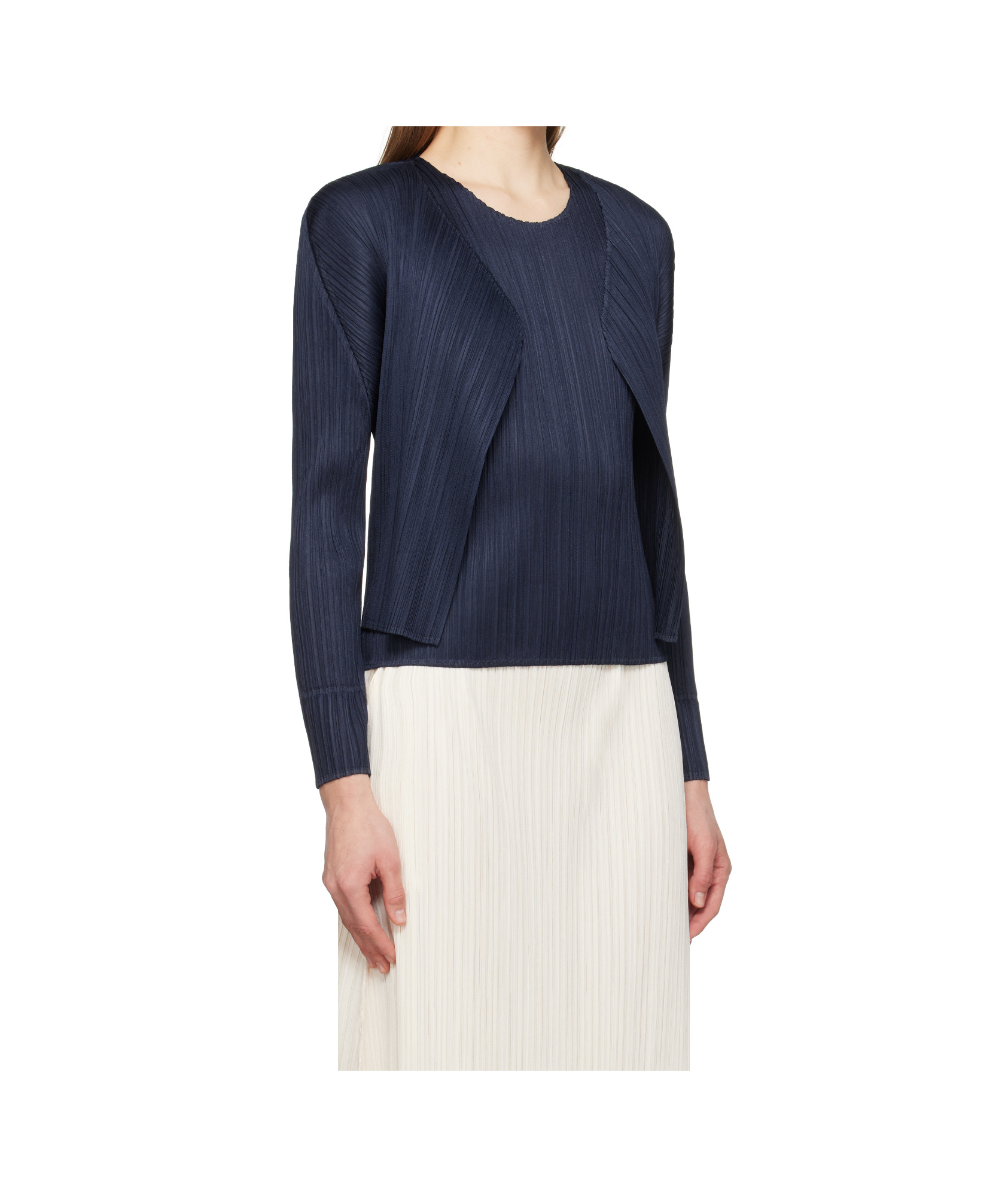 Issey Miyake Long-sleeved Cardigan In Black