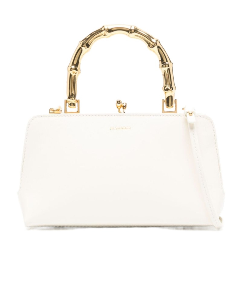 Jil Sander Sm Goji Leather Top Handle Bag In White