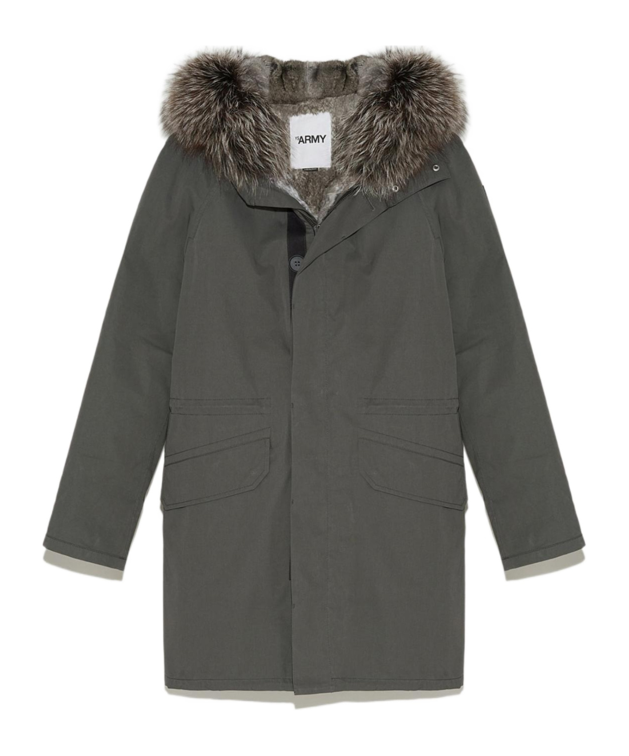 Yves Salomon Long-sleeved Down Jacket In Gray