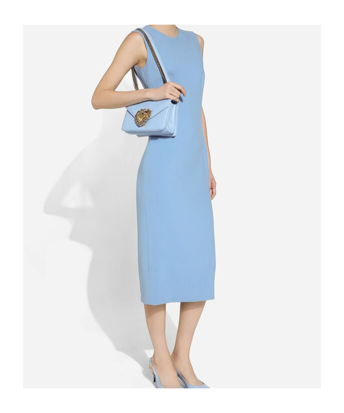 Dolce & Gabbana Medium Devotion Leather Crossbody Bag In Blue