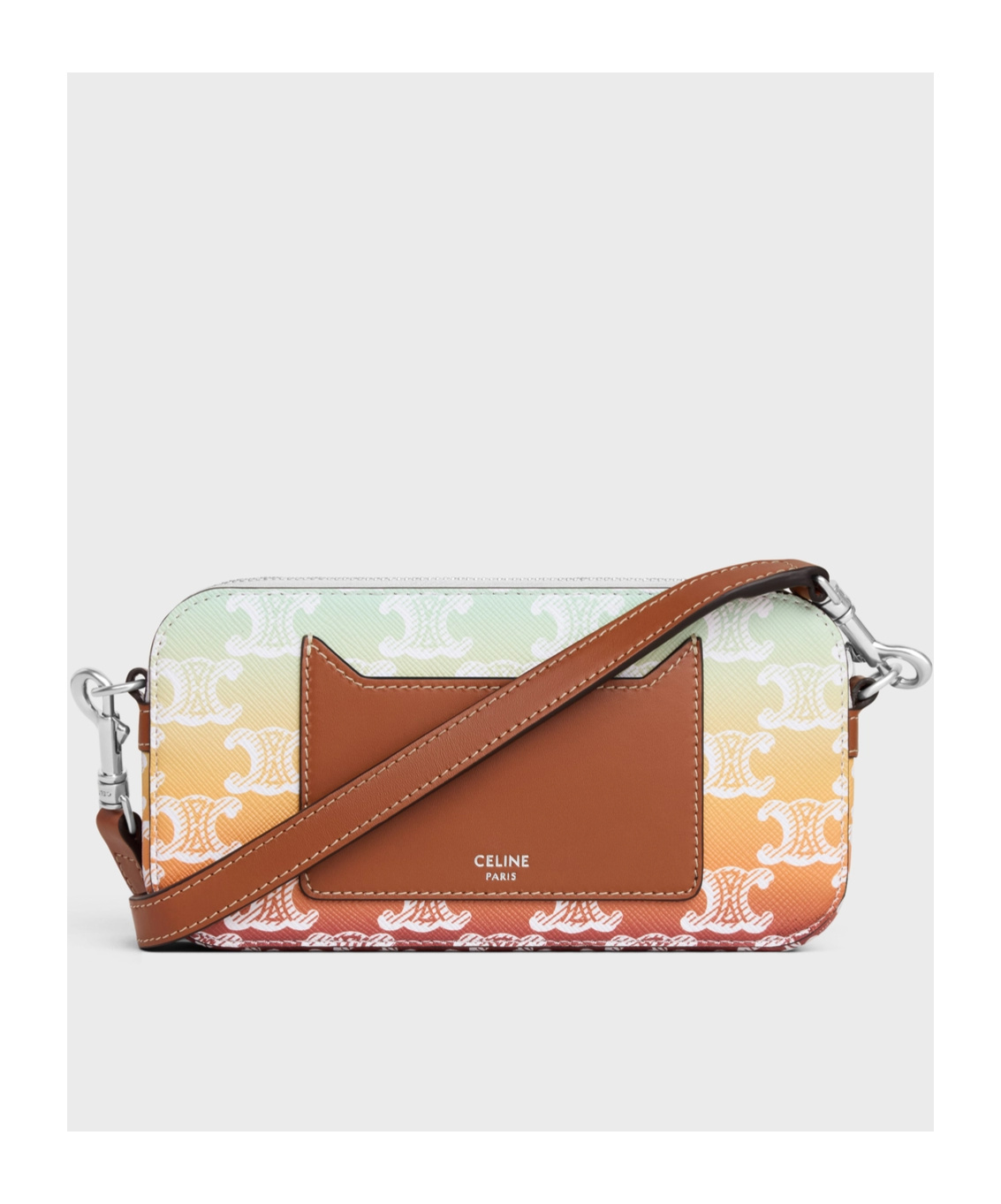 Celine Triomphe Canvas Sunset Shoulder Bag In White