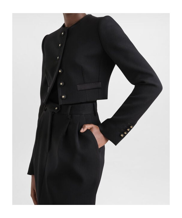 Dolce & Gabbana Wool Cropped Jacket In Black