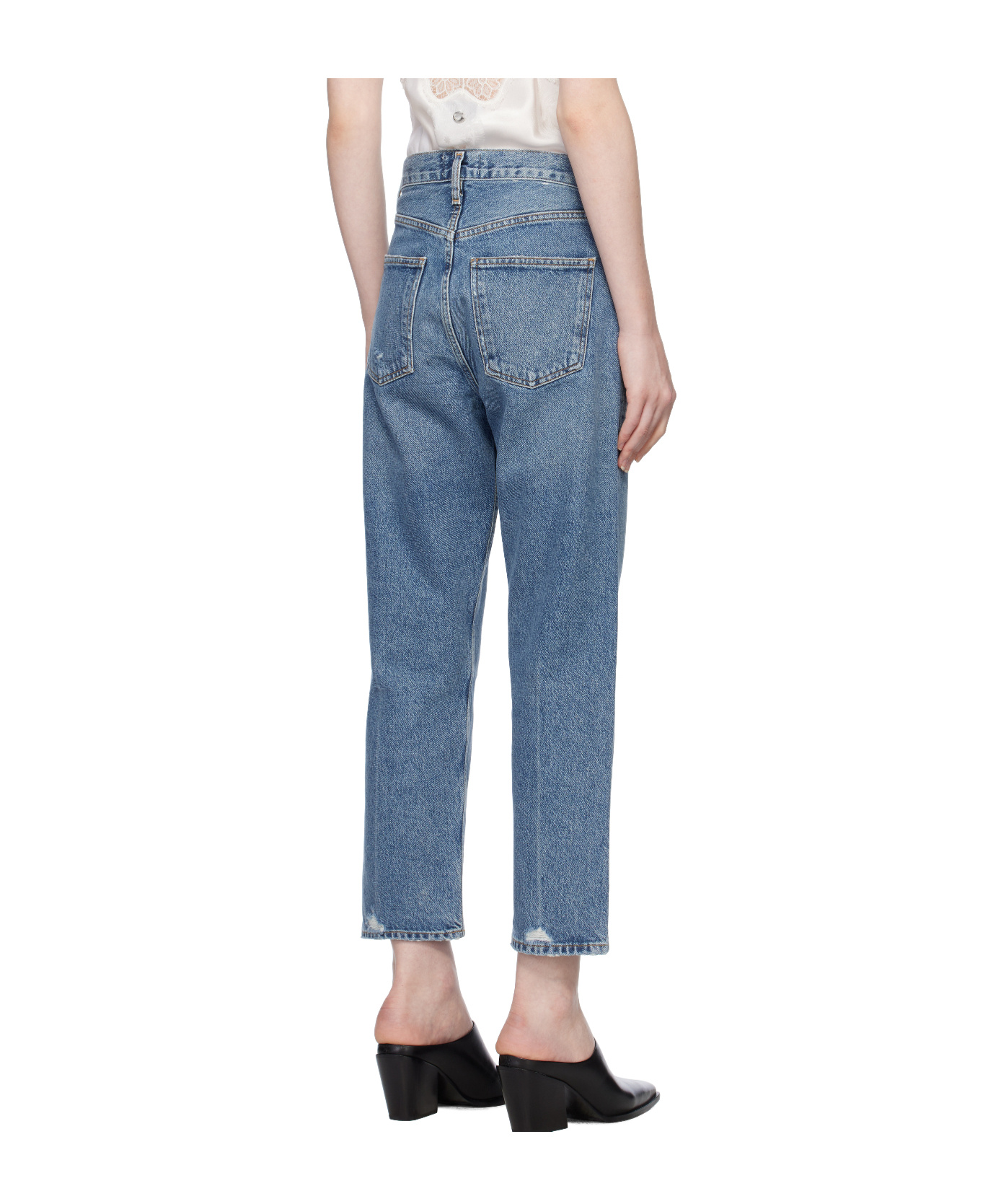 Agolde Five Pocket Denim Trousers In Blue