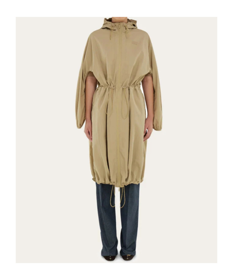 Ferragamo Technical Hooded Parka In Brown