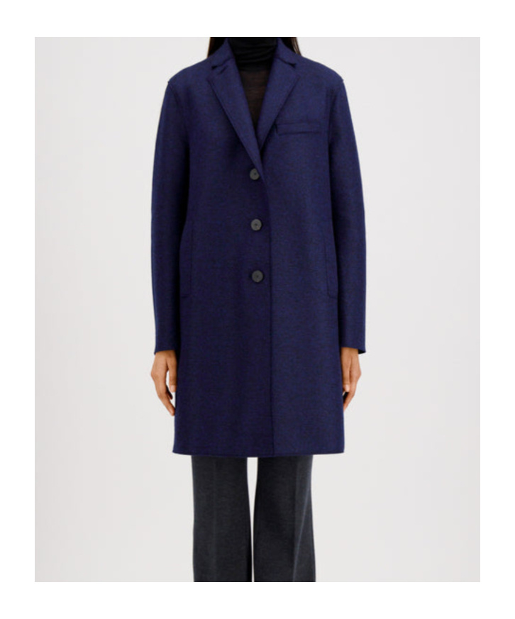 Harris Wharf London Topcoat Pressed Wool In Blue