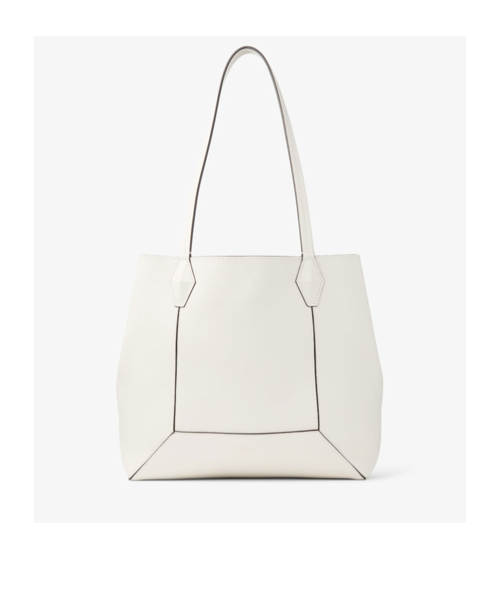 Jimmy Choo Medium Diamond Tote Bag In Calf Leather In White