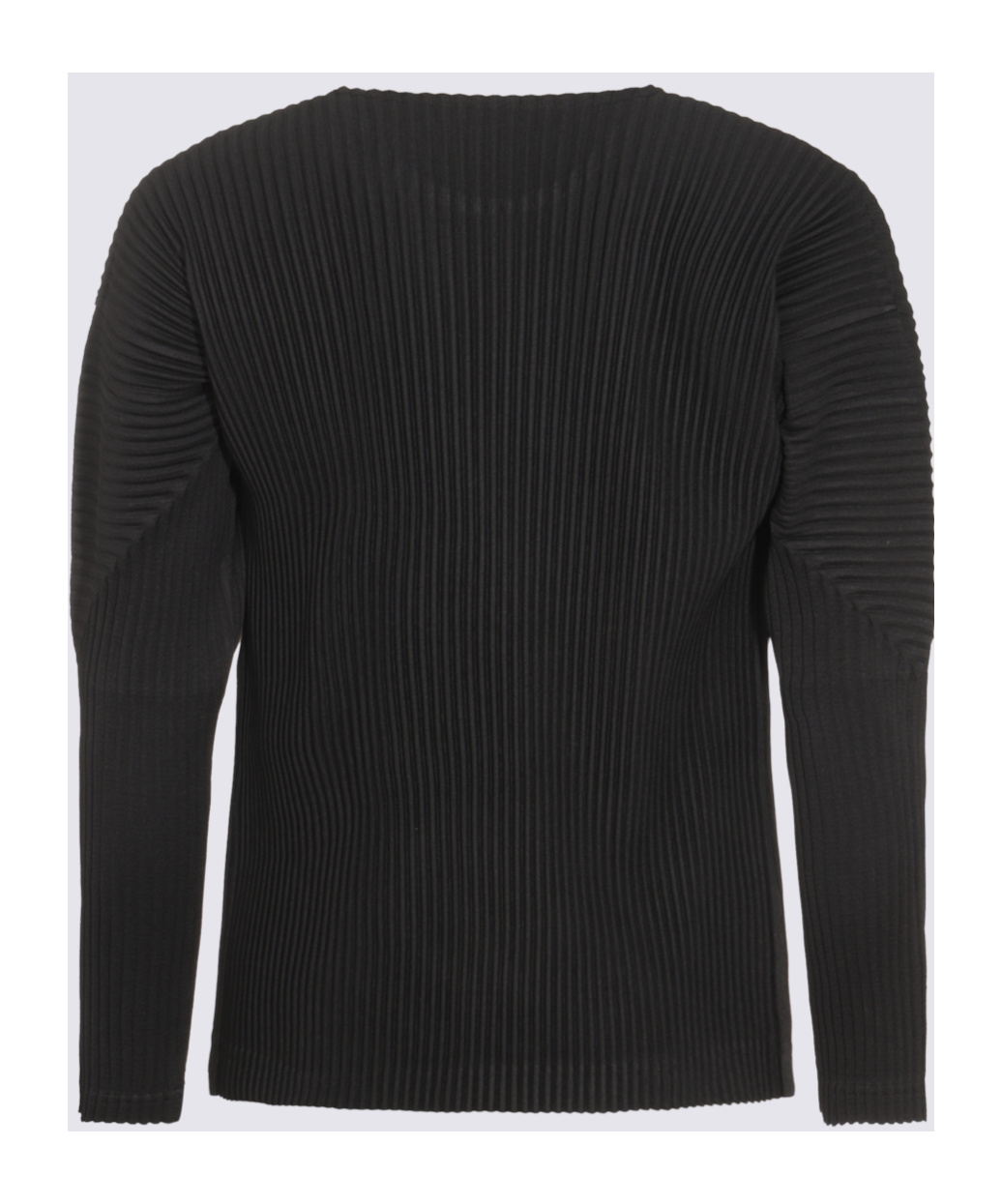 Issey Miyake Ns Black Pleated Long Sleeves Regular-fit Knitted T-shirt In Black