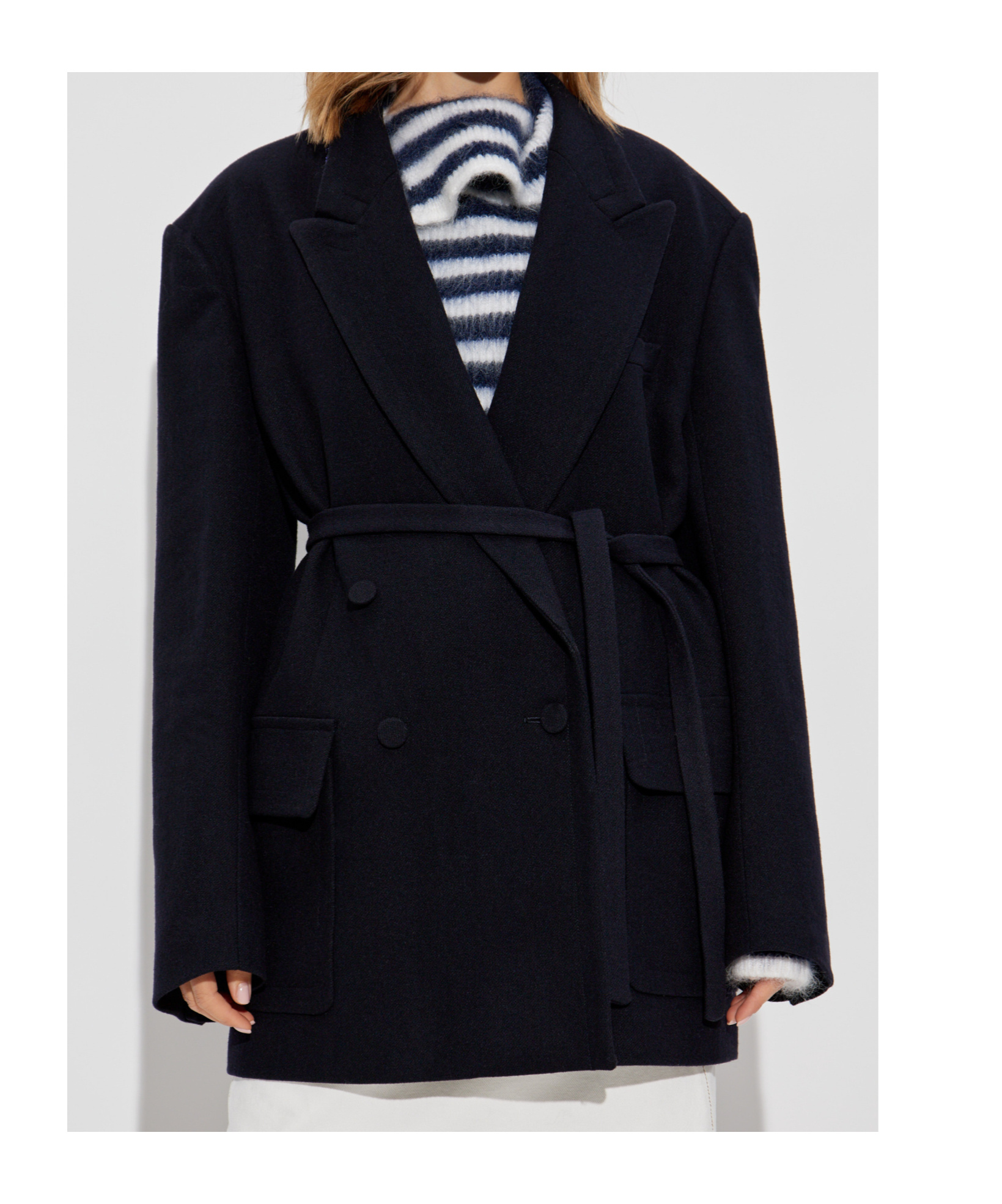 Dries Van Noten Wool Blend Double-breasted Coat In Black