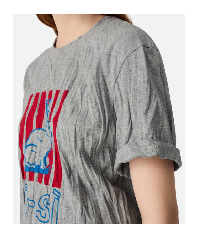 Bottega Veneta Bedrucktes T-shirt Mit Crushed-effekt Aus Baumwolljersey In Gray
