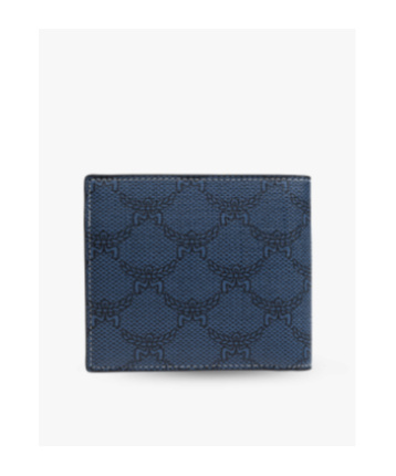 Mcm Logo Folding Wallet In Blue