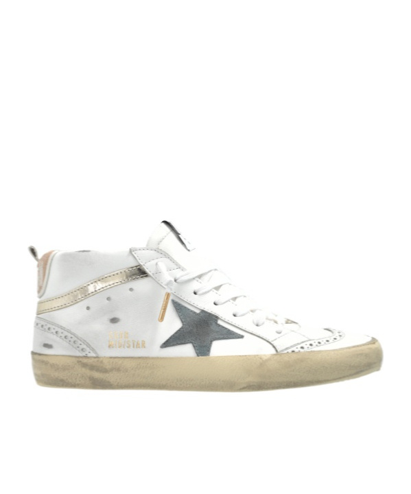 Golden Goose Mid Star Glitter Sneaker In White