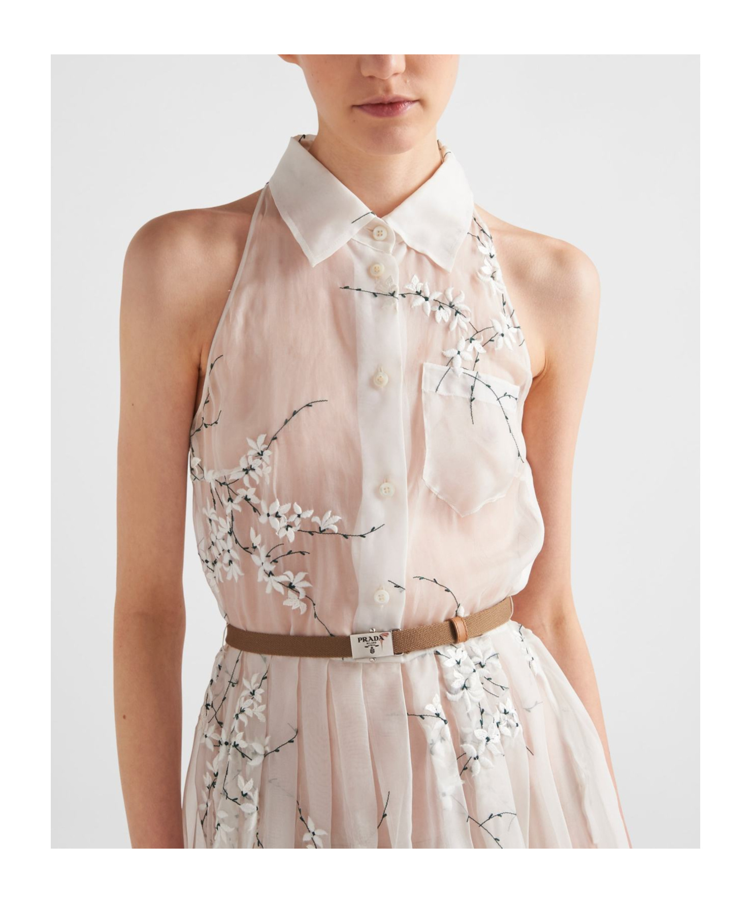 PRADA EMBROIDERED ORGANZA DRESS