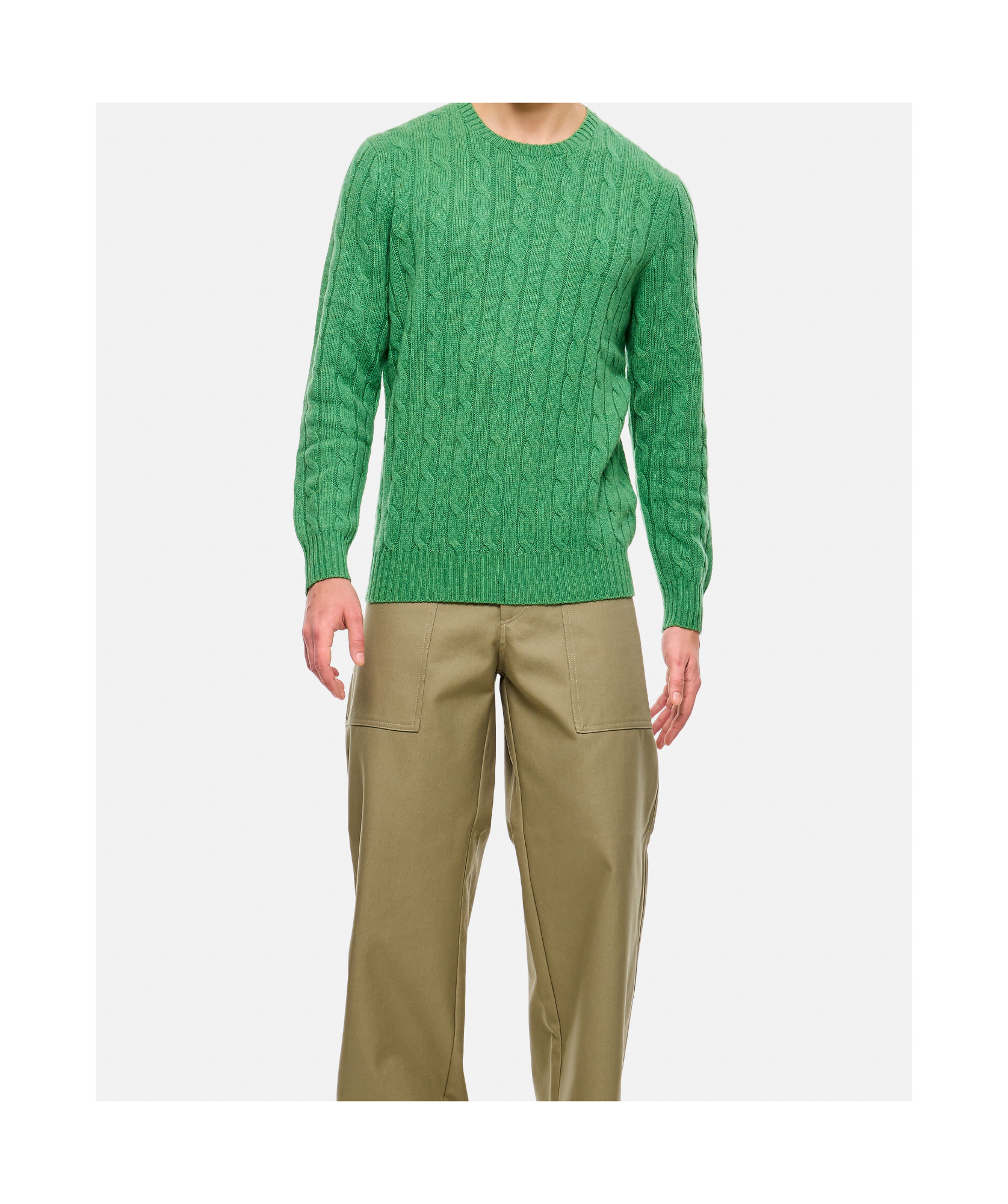 Polo Ralph Lauren Ralph Lauren Green Braided Cotton Sweater In Green