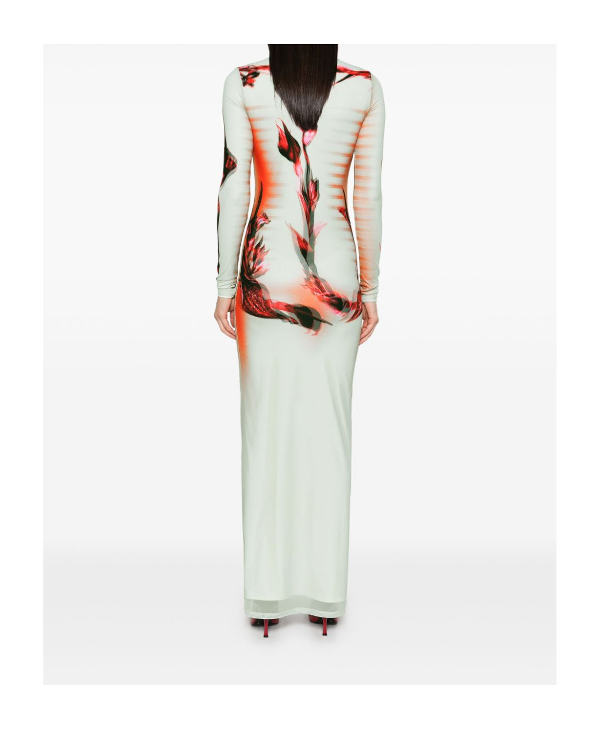 Shop Jean Paul Gaultier Double-layered Printed Maxi Dress In White