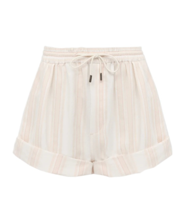 Chloé Striped Cotton-poplin Shorts In White