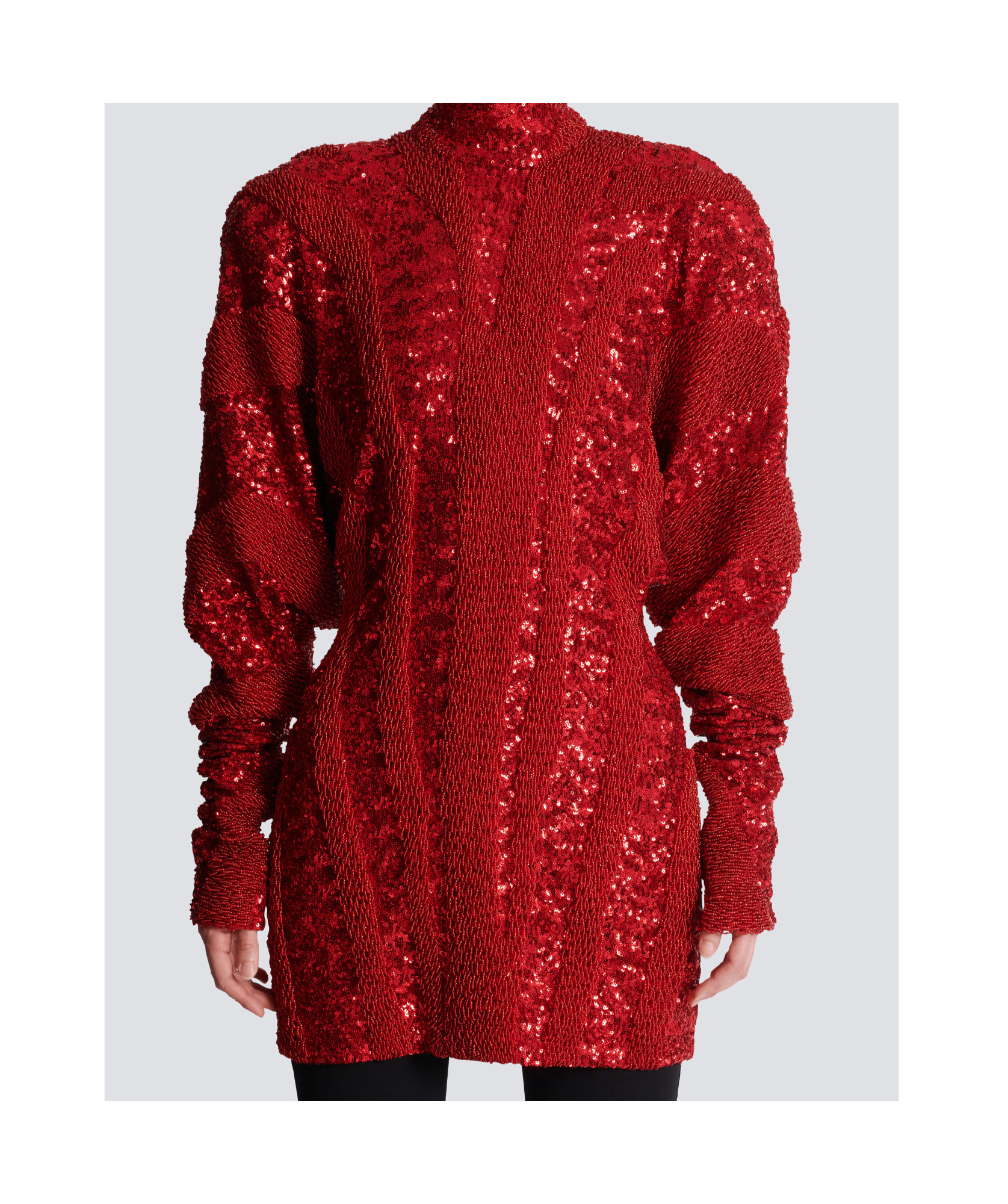 Balmain Short Zebra Sequin Dress In Red