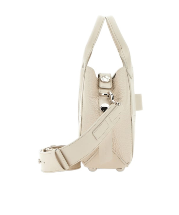 Shop Hogan Script Leather Tote Bag In Nude