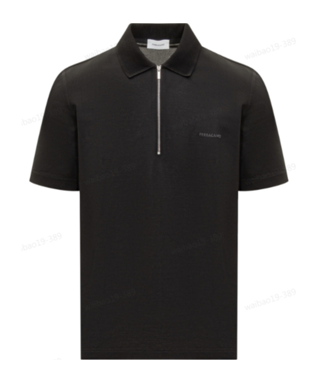 Ferragamo Poloshirt Mit Logo-stickerei In Black