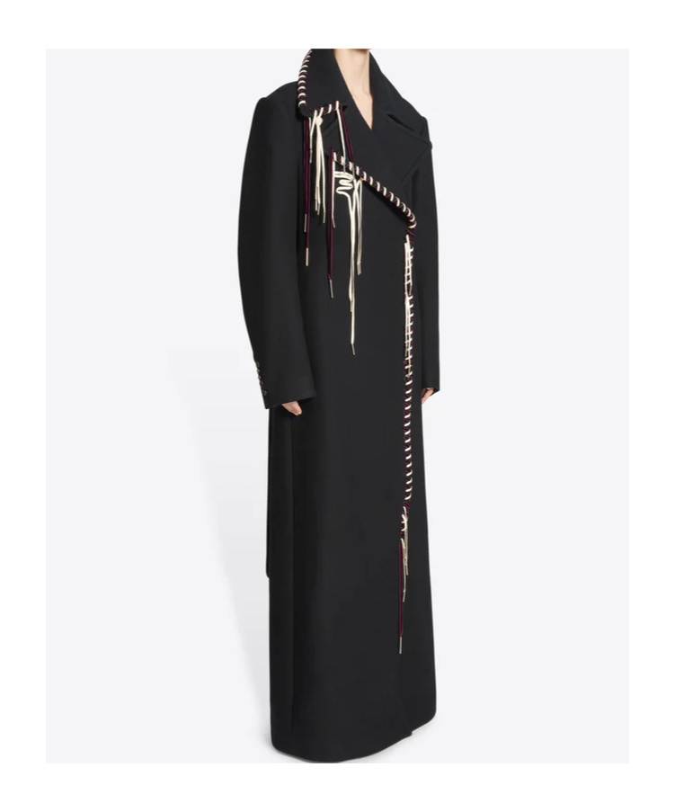 Dries Van Noten Embellished Wool Coat In Black