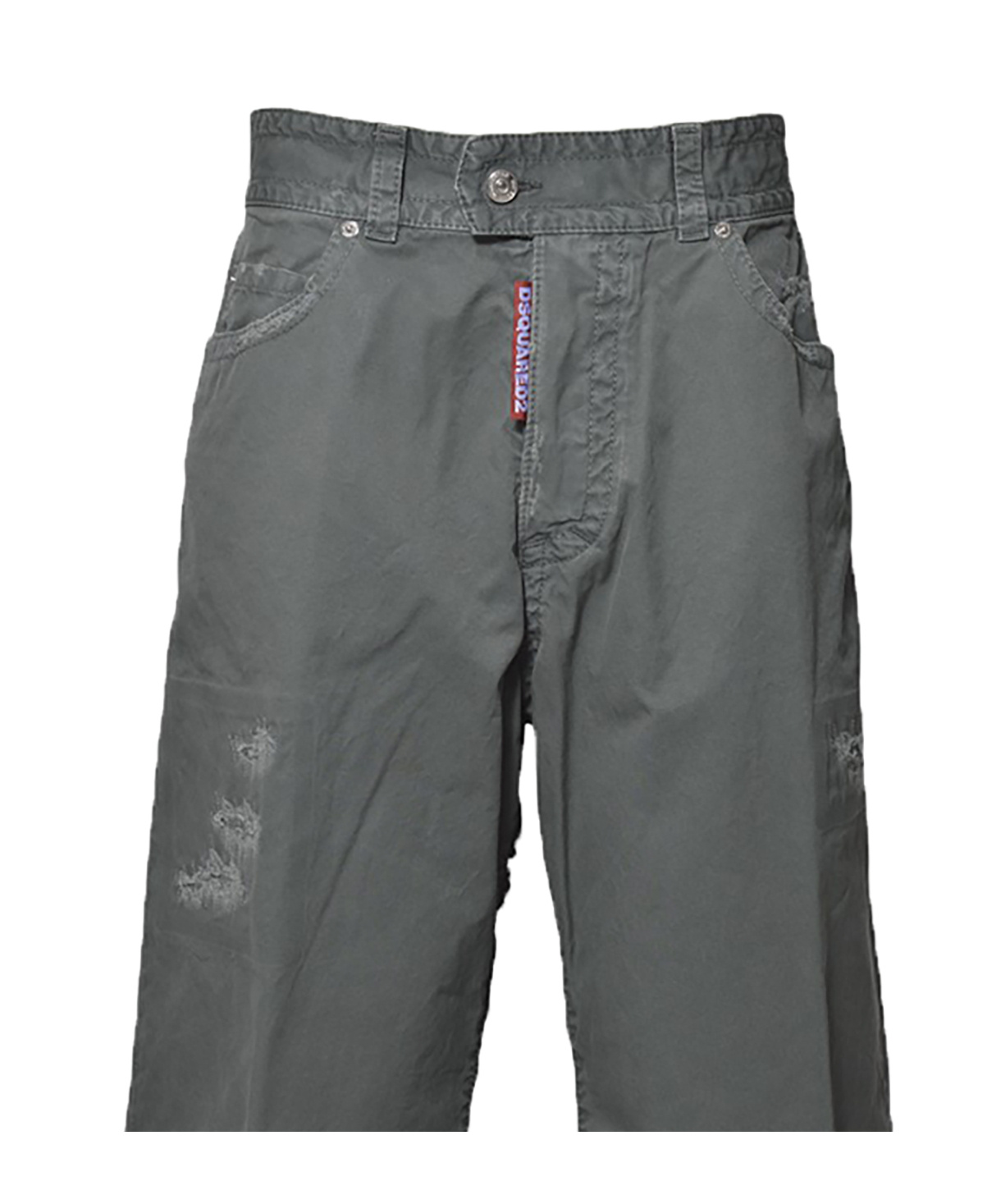 Dsquared2 Distressed Straight-leg Trousers In Sage Green