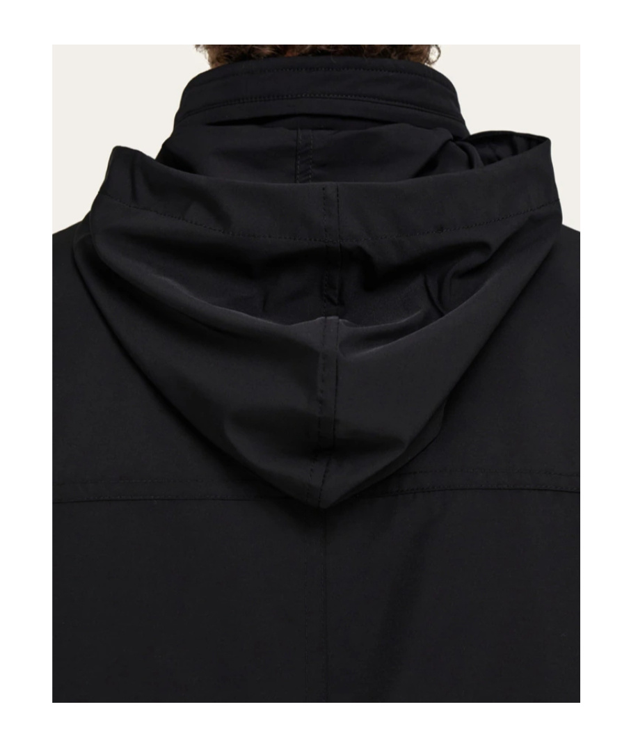Ferragamo Technical Faille Caban Overcoat In Black