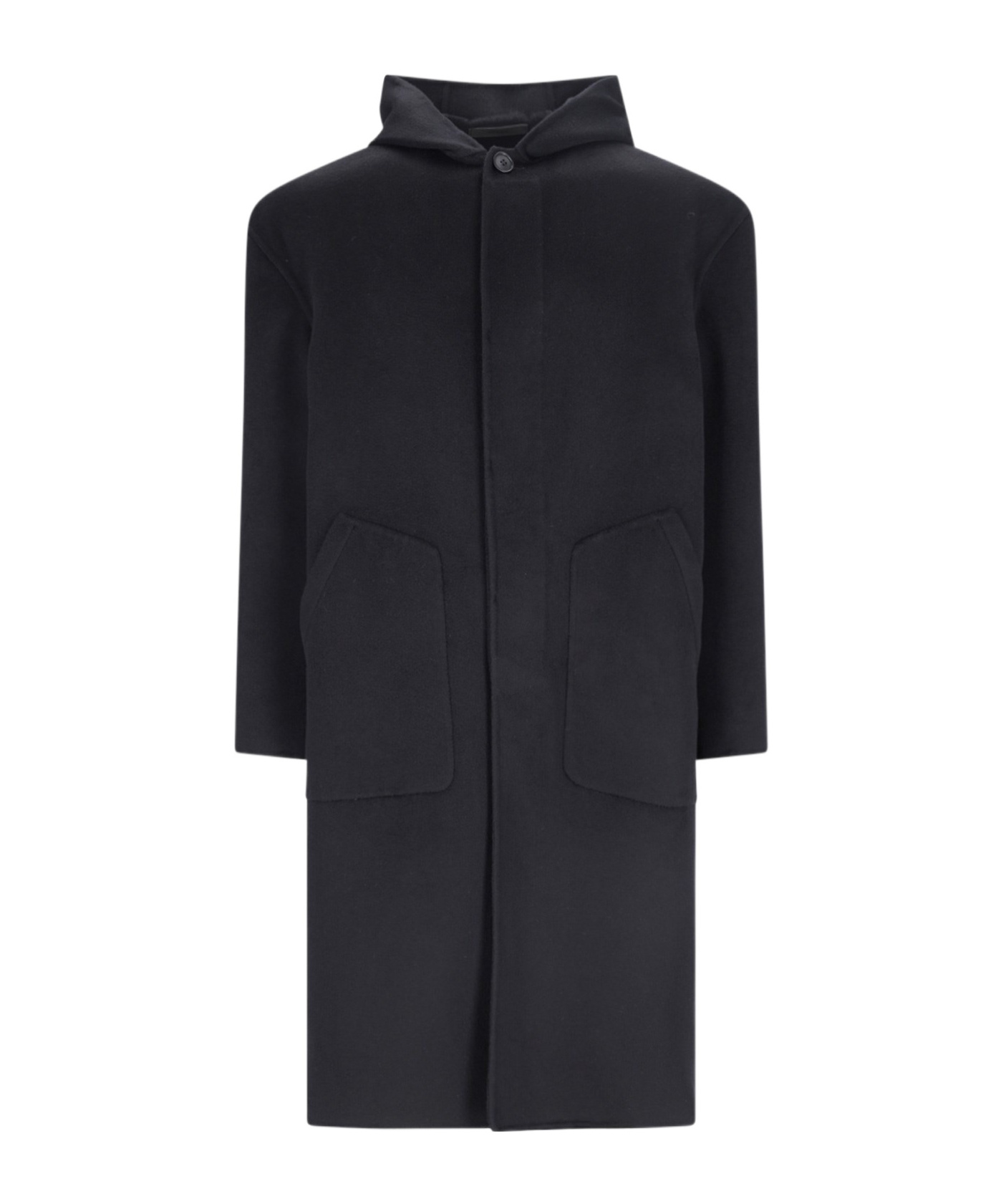 Giorgio Armani Hooded Coat In Black