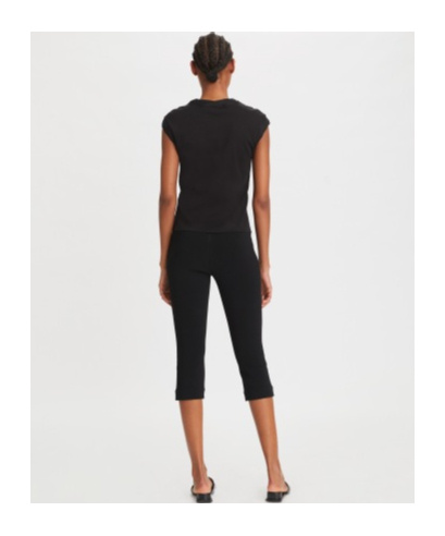 Tory Burch Cropped High-waisted Leggings In Black