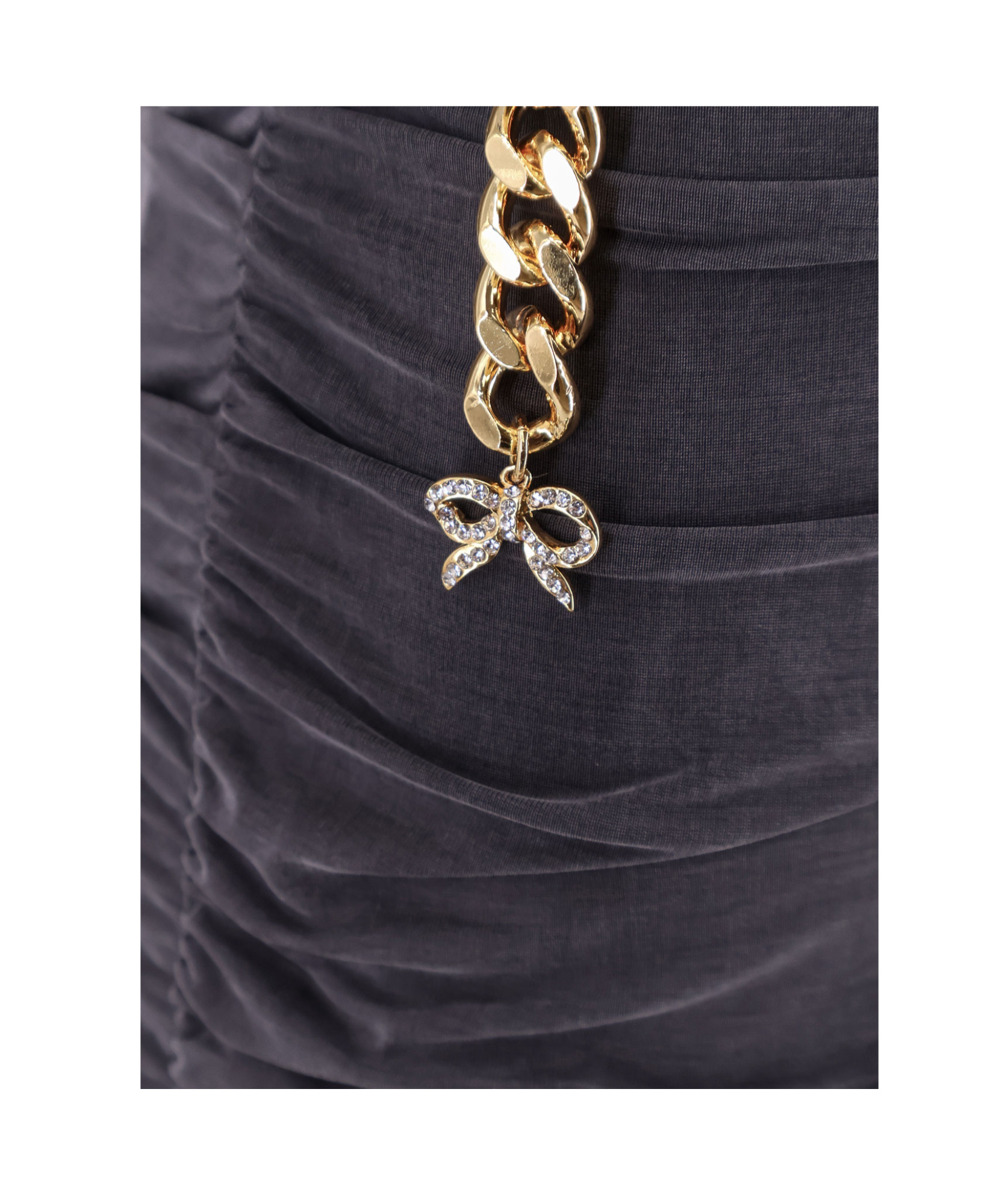 Elisabetta Franchi Mini Dress With Drapery And Metal Belt In Black