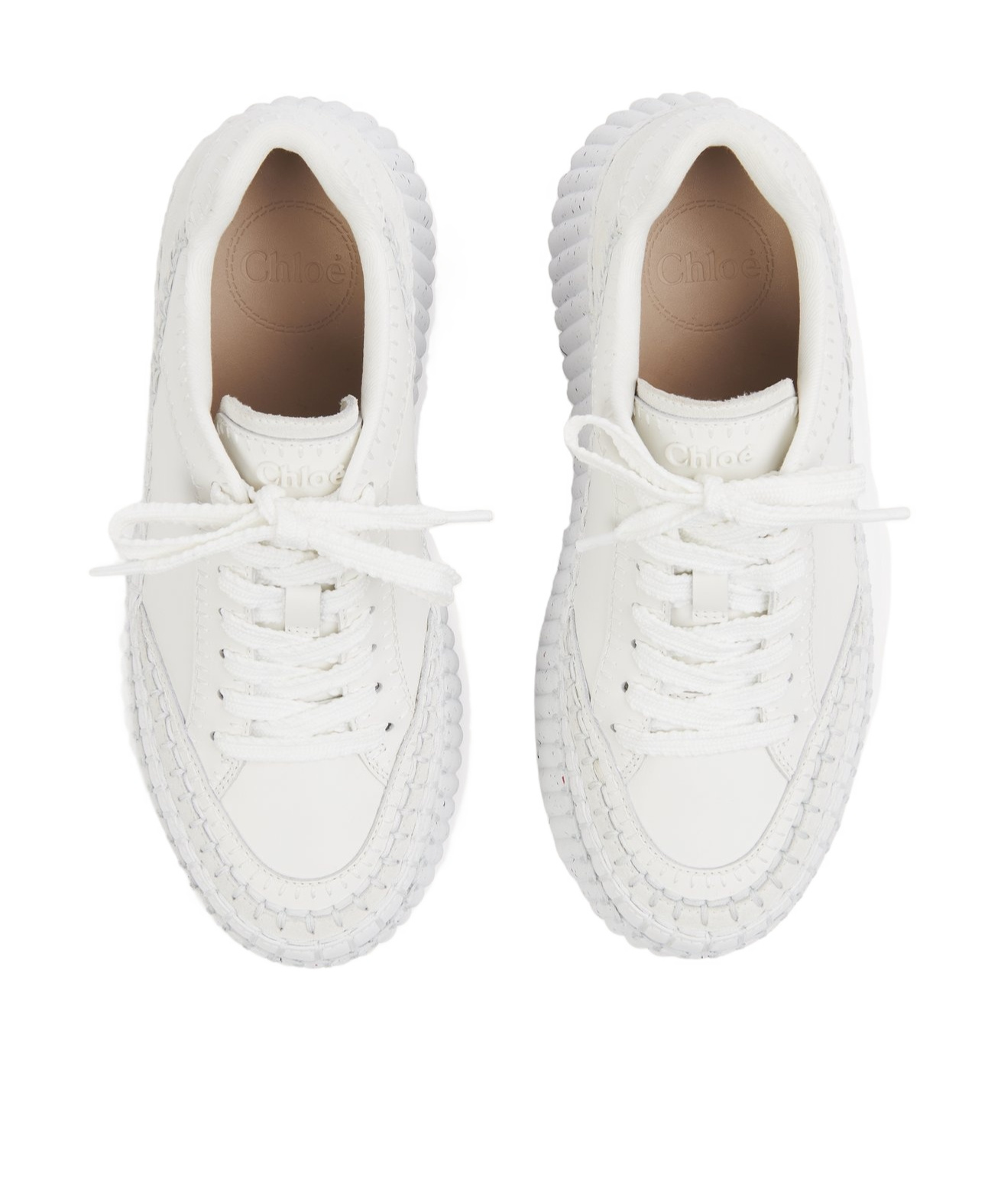 Chloé Baskets Compensées Nama Femme Blanc Taille 37 100% Cuir De Veau In White