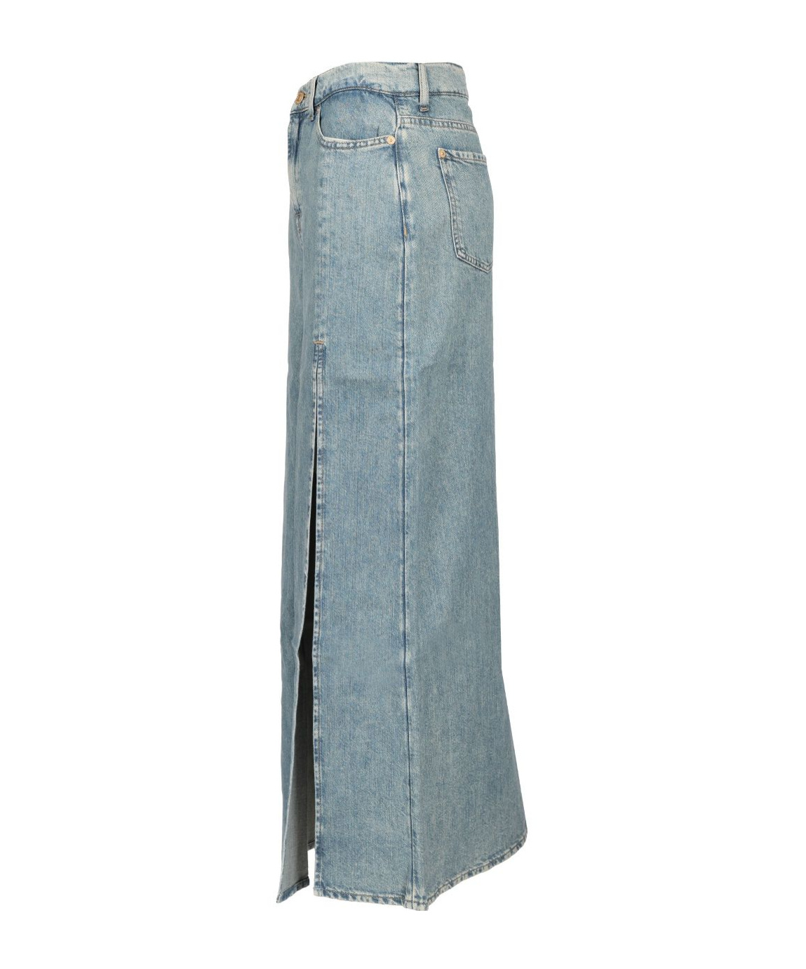 7 For All Mankind Long Skirt Arizona With High Slit In Light Blue