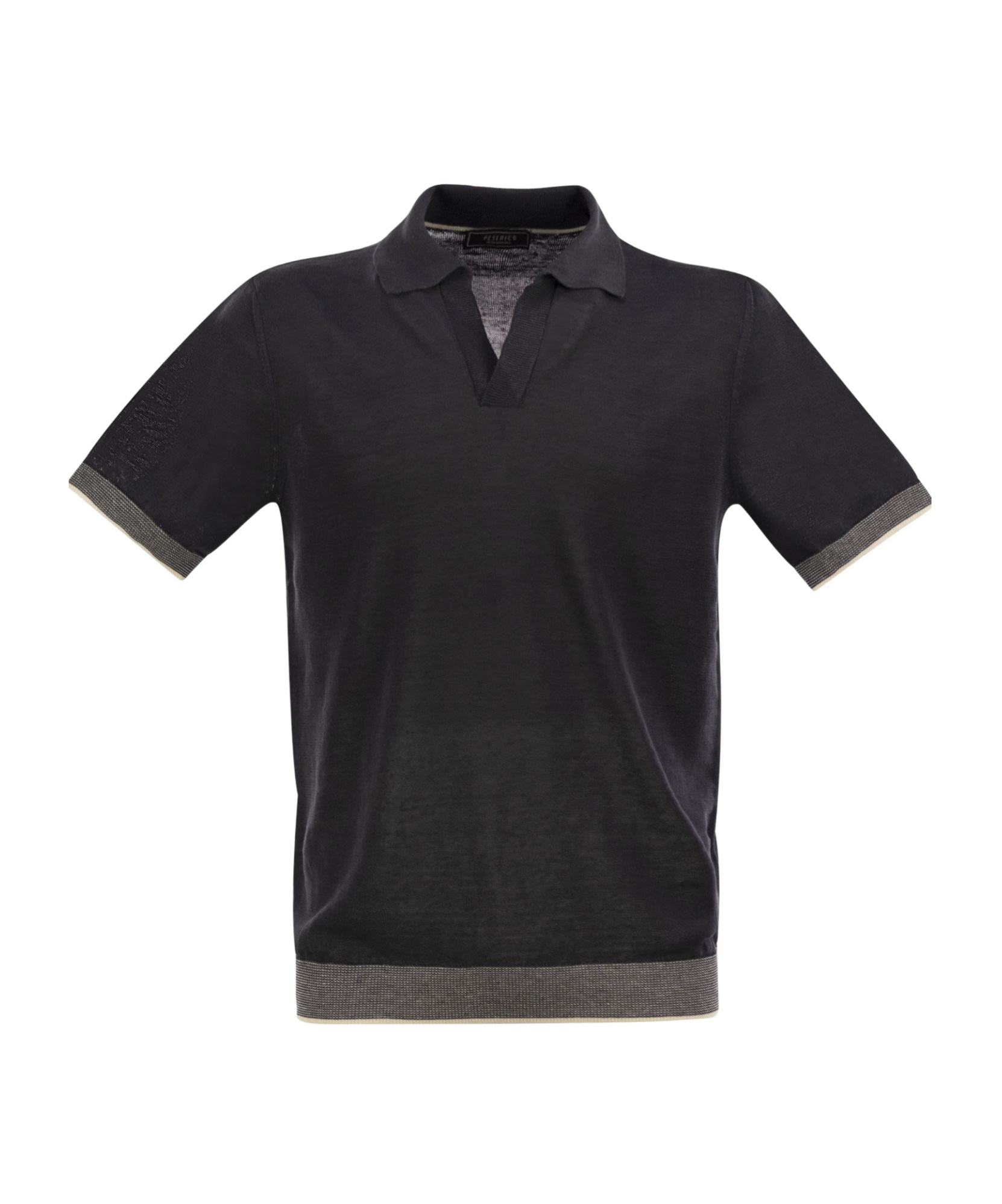Peserico Polo Shirt In Linen And Cotton Yarn
